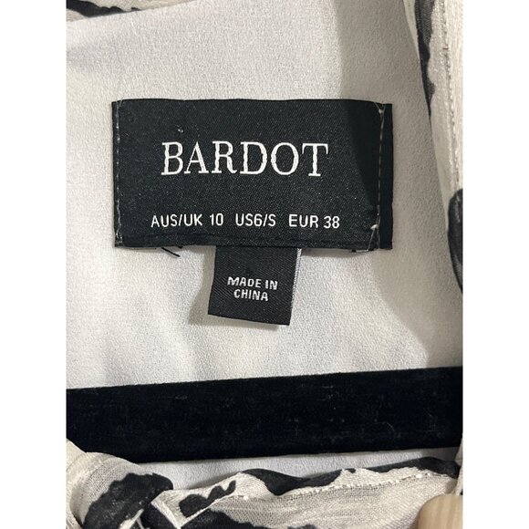 BARDOT Black White Ruched Zebra Print Long Sleeve Flared Hem|Party Dress  US 6 - Picture 5 of 14